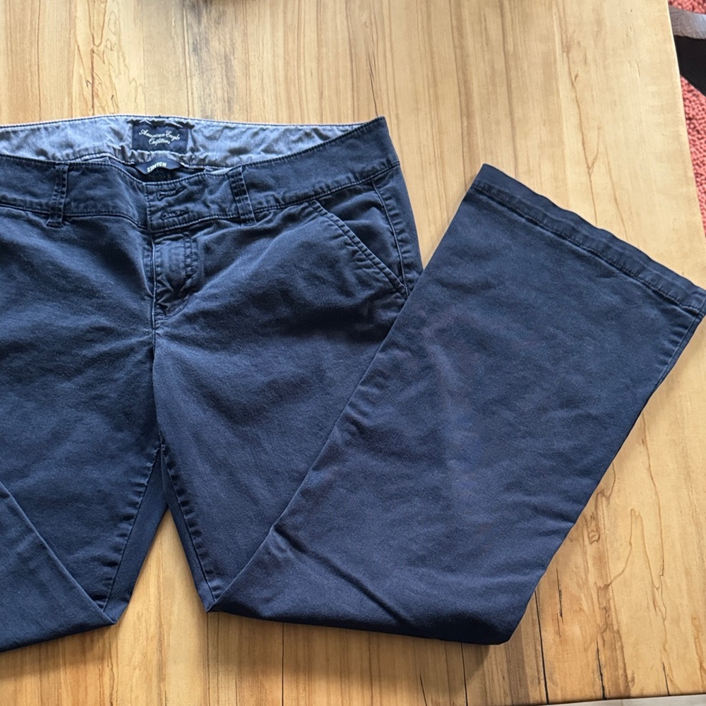 American Eagle Outfitters Dark Blue Stretch Work Pants size 10 short